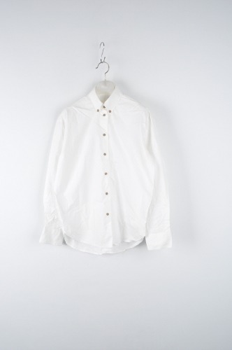 프리사이즈 ROUND A CORNER 흰색 면혼방 베이직 셔츠(재고정리)