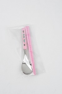 미사용 앙팡 핑크색 유아 수저 세트(밍밍2)
