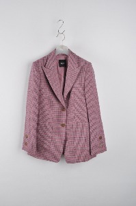 66사이즈 A + G 핑크계열 모혼방 지도리 패턴 봄가을 재킷(정원1)