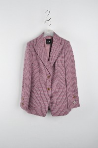 55사이즈 A + G 핑크계열 모혼방 지도리 패턴 봄가을 재킷(정원1)