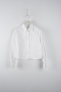 프리사이즈 chemi 흰색 크롭 기장 면혼방 셔츠(호수4)